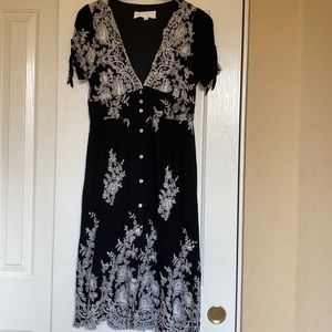 Black embroidered dress